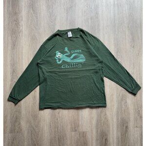 Vintage Y2K Gumby Cartoon TV Show Rare Chillin Green Long Sleeve Shirt Large Art